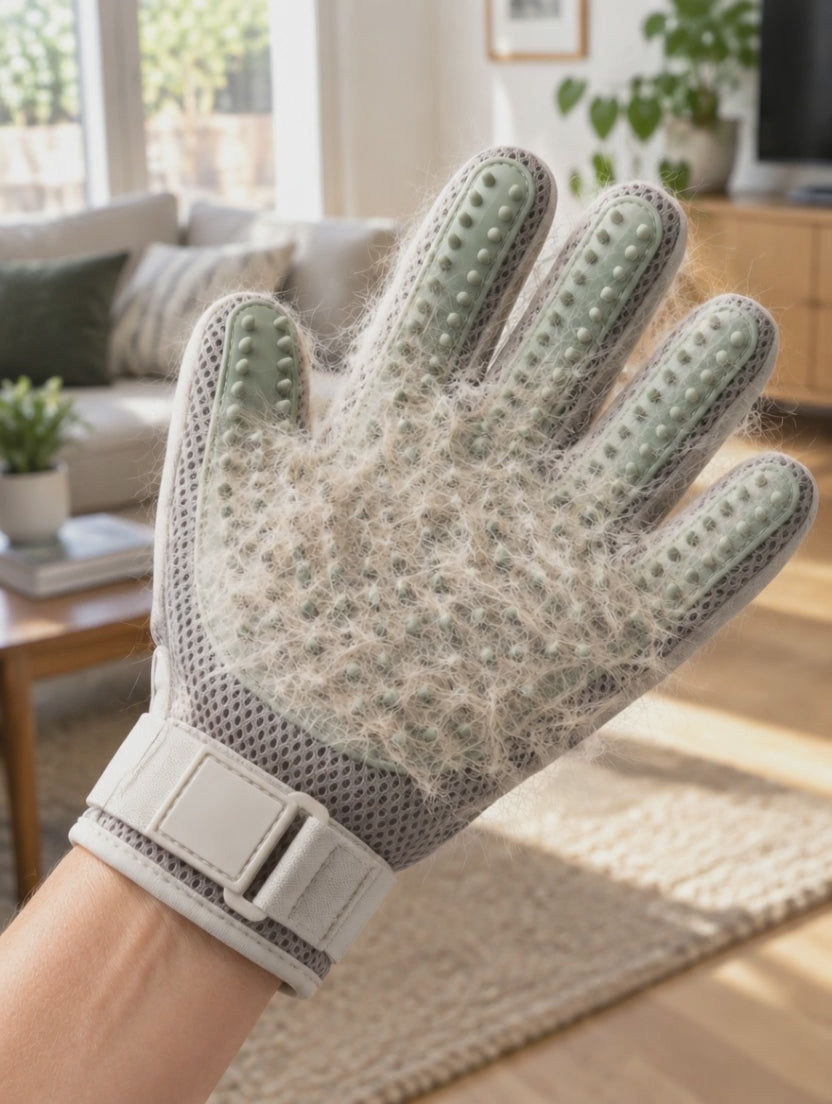 Cepillando a un perro con el guante Tersella Glove