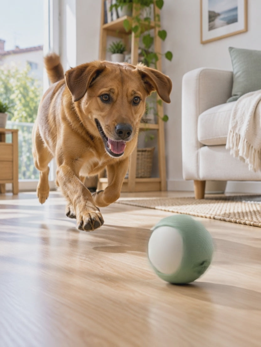 Perro jugando con la pelota inteligente Tersella Play